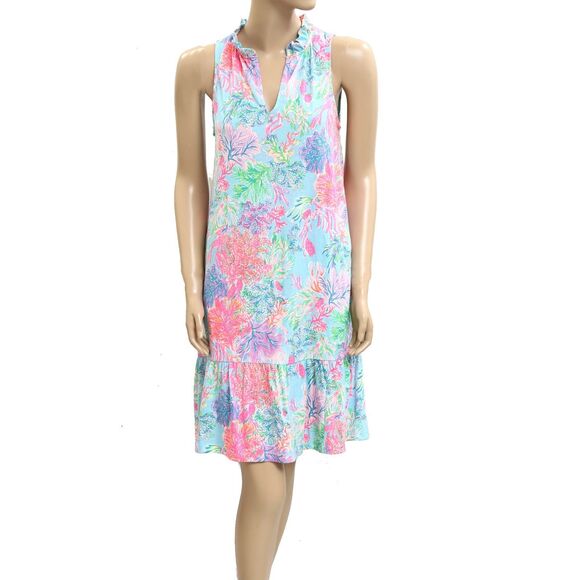 Lilly Pulitzer Malone Mini Dress Ruffle Colorful Printed Cotton Swing S 282437 - Picture 7 of 11